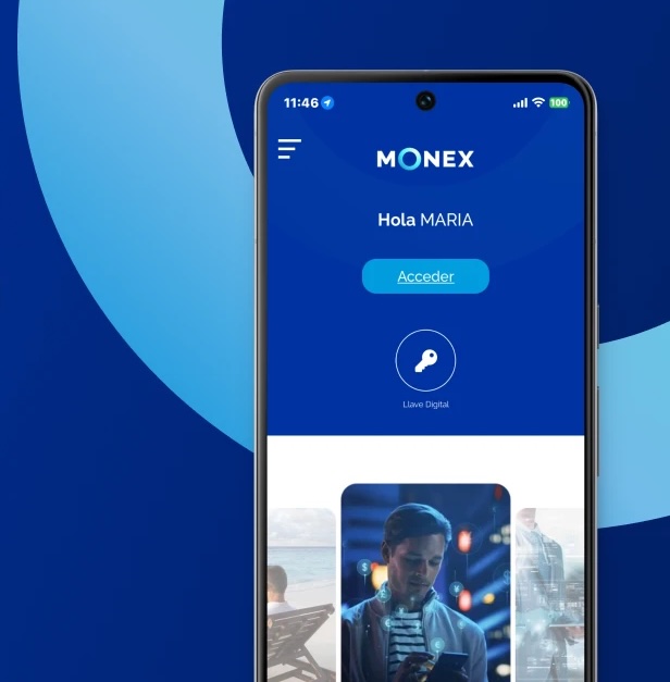 Monex mobile banking interface